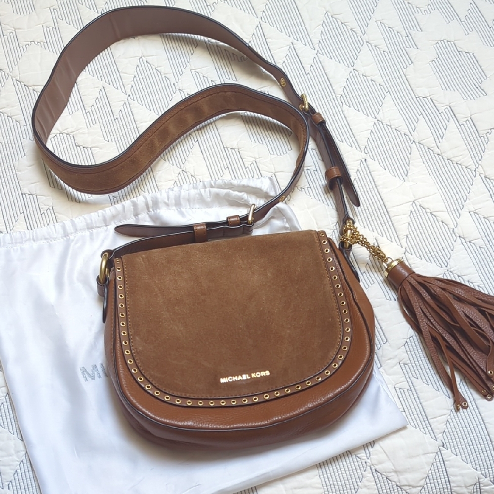 Michael Kors Brooklyn Saddle Suede Crossbody Bag